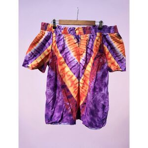 Ashley Stewart Plus Size 22/24 Tie Dye Off the Shoulder Smocked Top